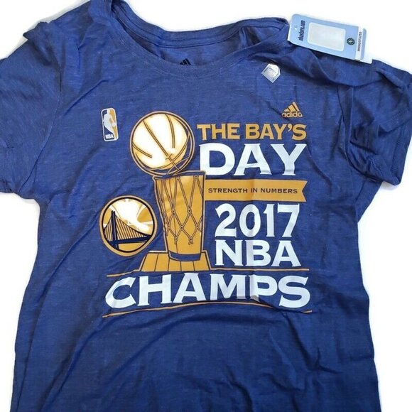 Adidas NBA 4 Her Golden State Warriors Womens 2017 Champs The Bays Day Blue M - Picture 2 of 4